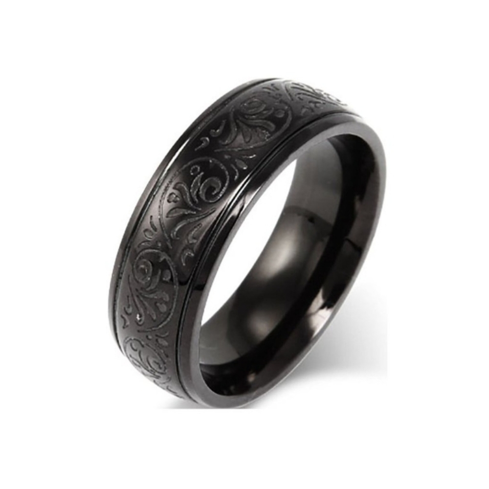 Men's stainless Steele carved wedding band. Size 12